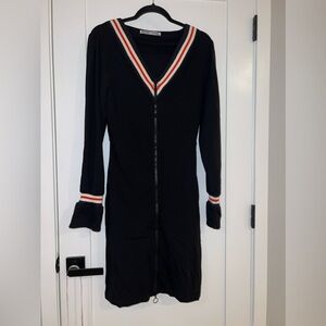Pierre Darre Yoox Net-a-porter Black Knit Varsity Sweater Dress Red White Trim M